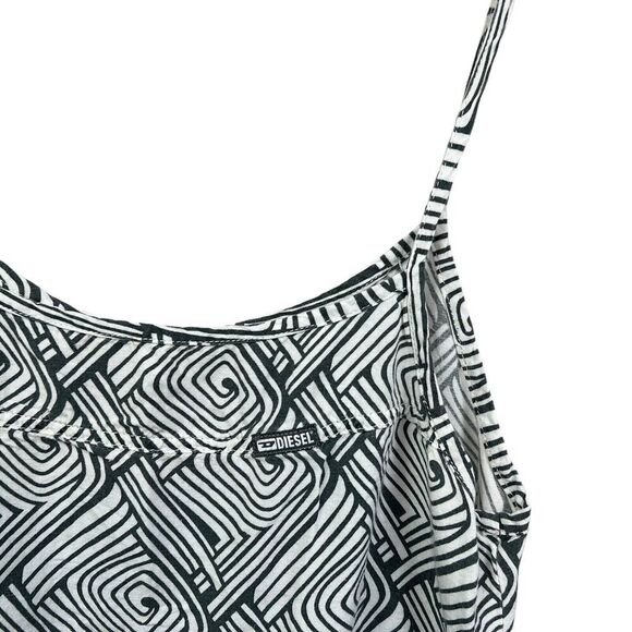 Diesel Womens Mini Tank Dress Spaghetti Straps White Gray‎ Print M Made in Italy - Picture 3 of 6